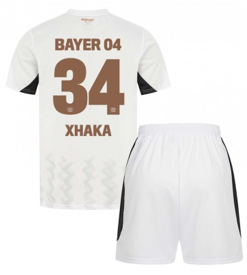 Bayer Leverkusen Granit Xhaka #34 Segunda Equipación Niños 2024-25 Manga Corta (+ Pantalones cortos)